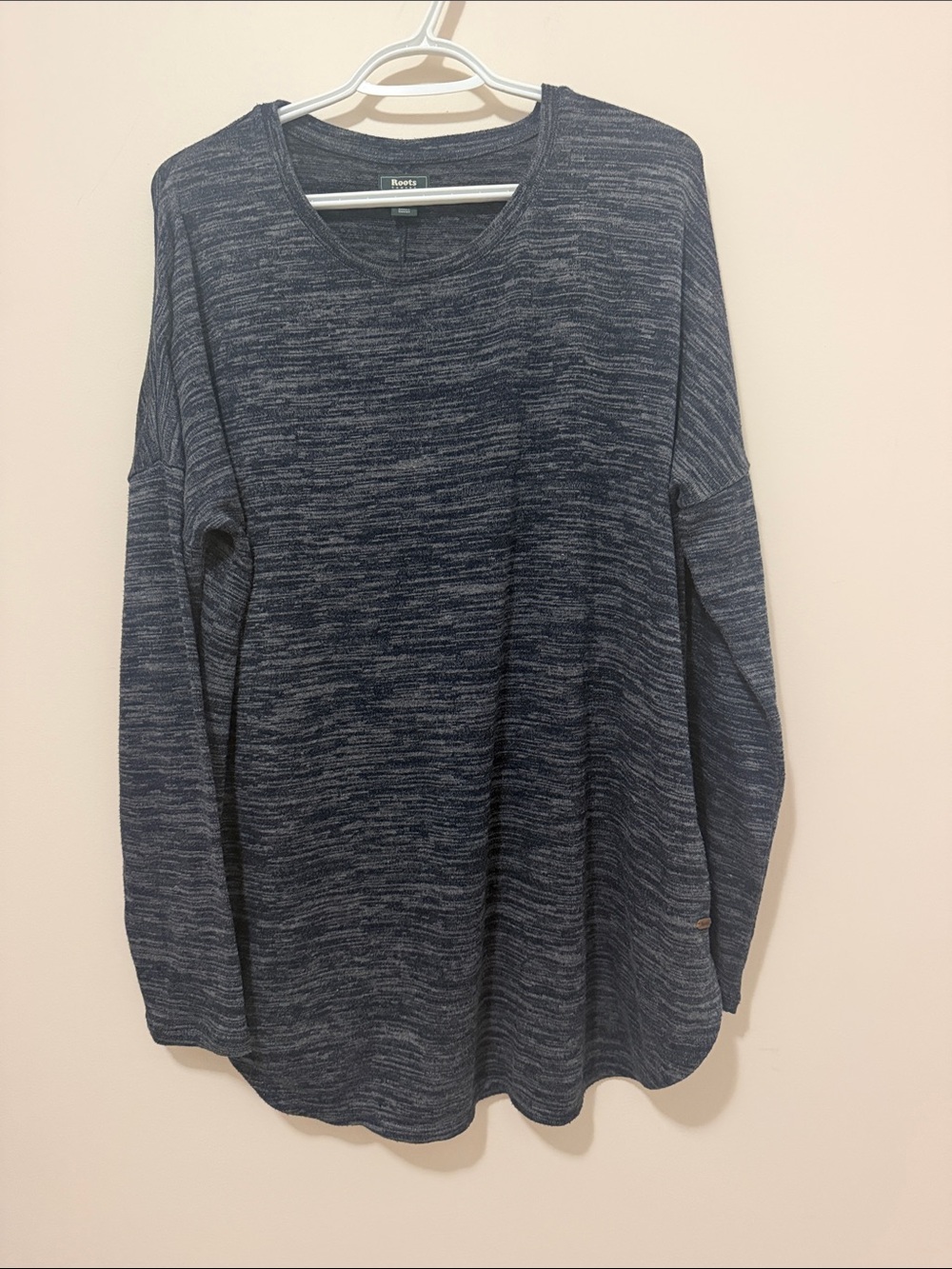 Roots Navy Space-Dye Crewneck Sweater